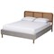 Baxton Studio Rosita Mid-Century Modern Light Grey Velvet Fabric and Walnut Brown Finished Platform Bed-Queen 242-13530-ZORO - alternate 1